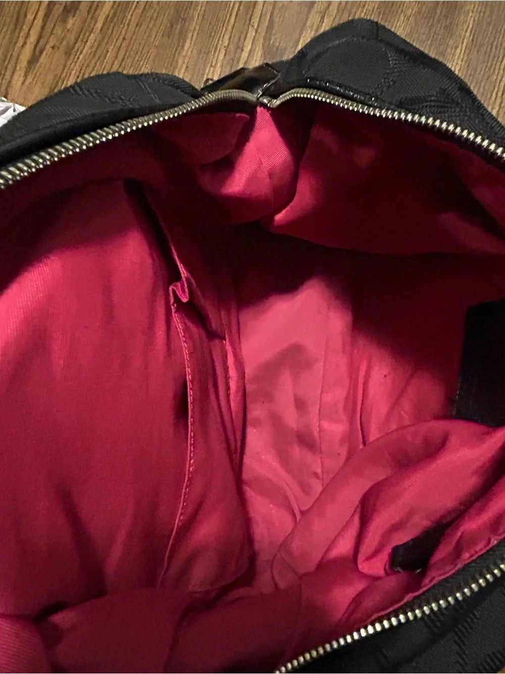 Coach Black Signature Canvas Hobo with Silver Hardware pink inside